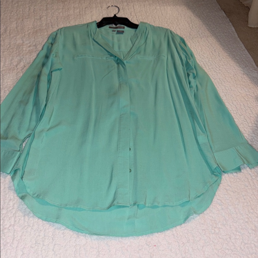 Mint Green Button-Up Blouse